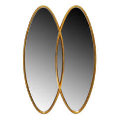 Glamourous gilt double oval LeBarge mirror.