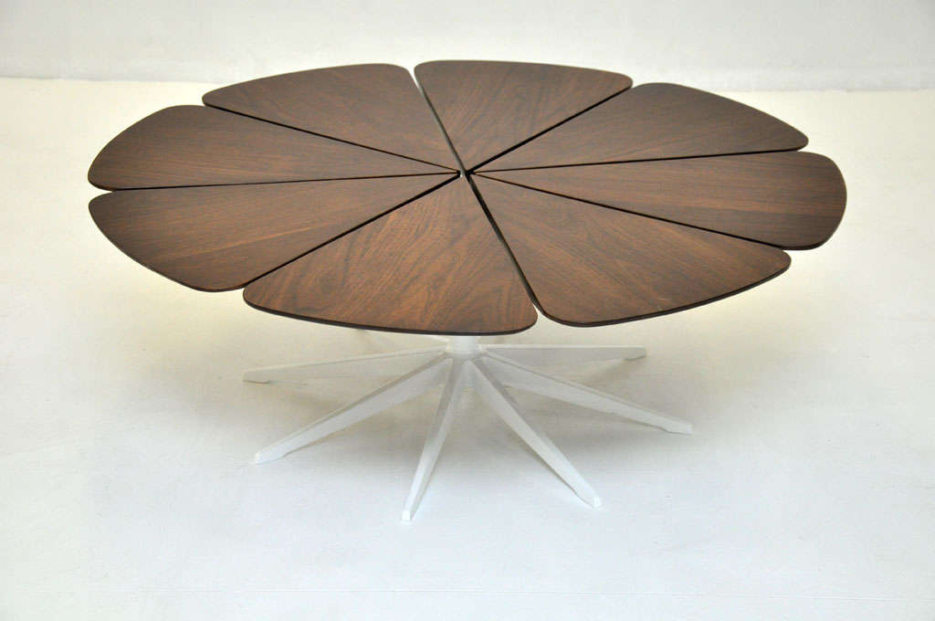 Petal table designed by Richard Schultz for Knoll.  Table has been fully restored.  New solid walnut petals with knife edge are custom made.