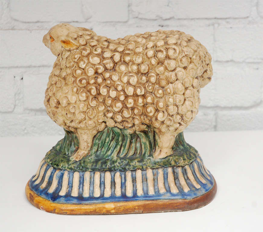 Pottery Majolica Style Sheep
