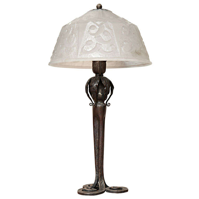 Art Deco Table Lamp by Edgar Brandt & Daum