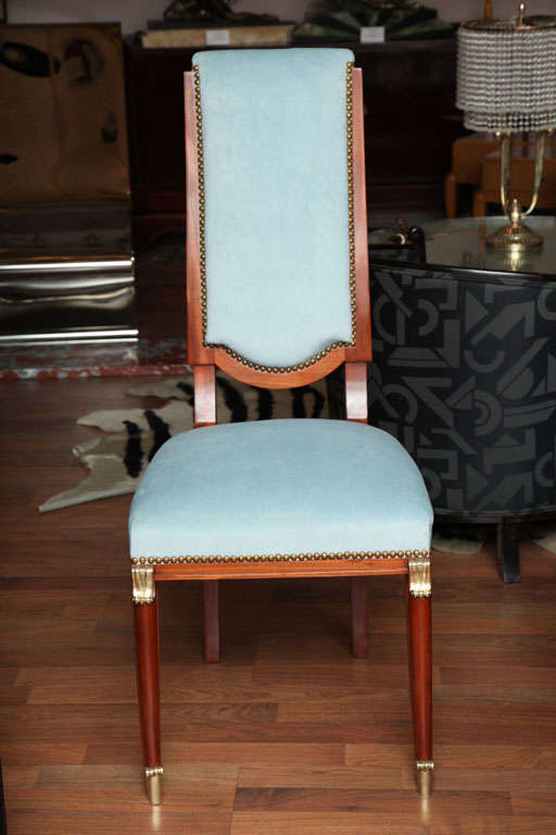 Mid-Century Modern Set of Six French Art Deco Chairs For Sale