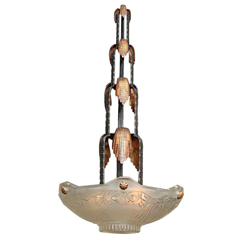 French Art Deco Chandelier by Sabino For Sale