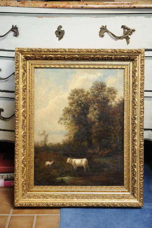 19th C. Oil On Canvas, Pastoral Scene By R. Jonas