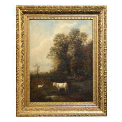 19th C. Oil On Canvas, Pastoral Scene By R. Jonas