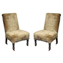19th c. Pair of Edwardian Slipper Chairs