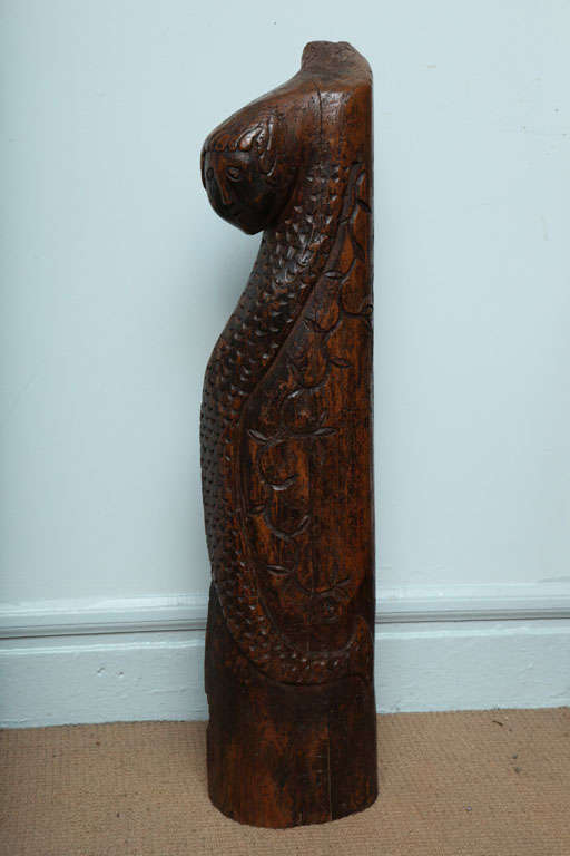 18th Century Folk Art Mermaid Newel Post