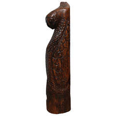 18th Century Folk Art Mermaid Newel Post