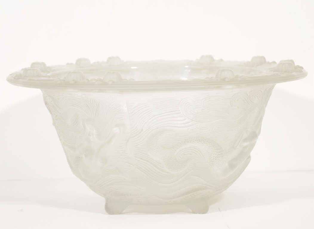 Frosted relief Glass vase by Sasaki