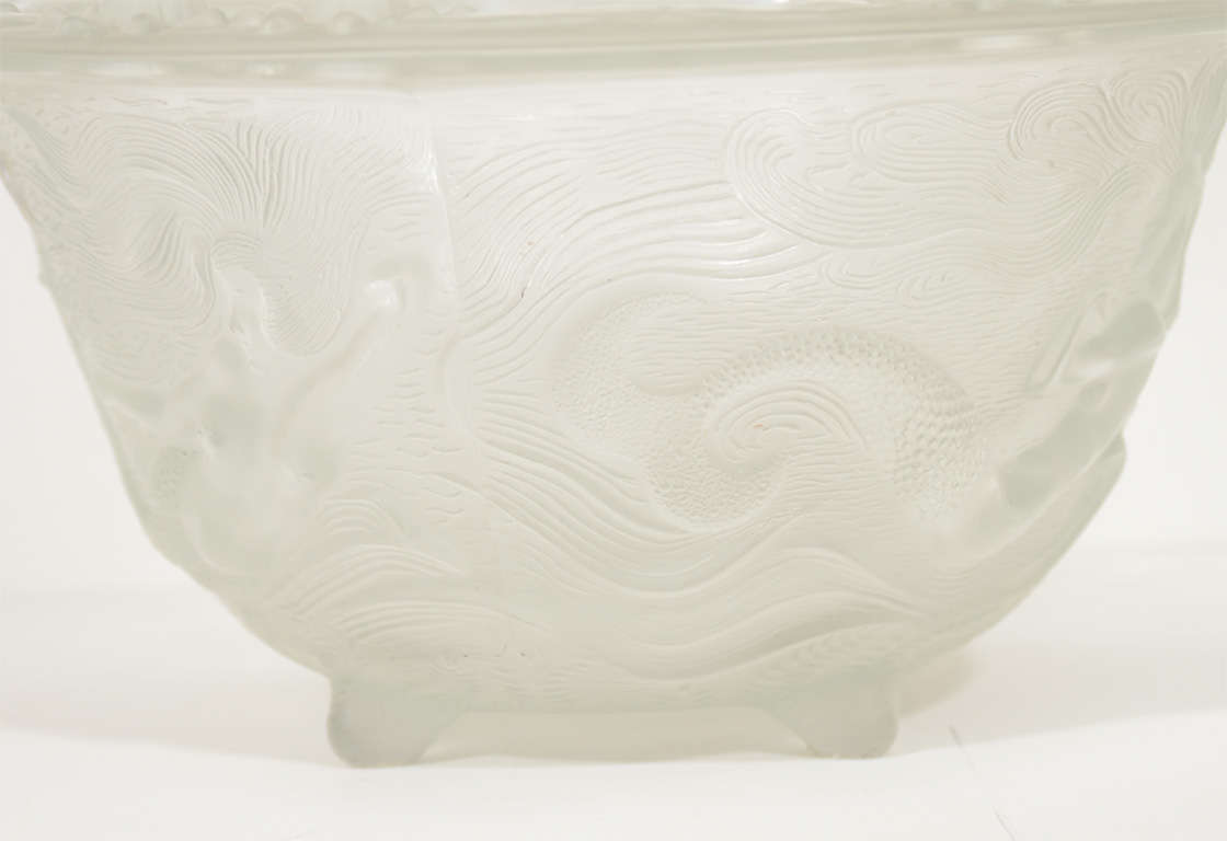 Japanese Frosted relief Glass vase by Sasaki