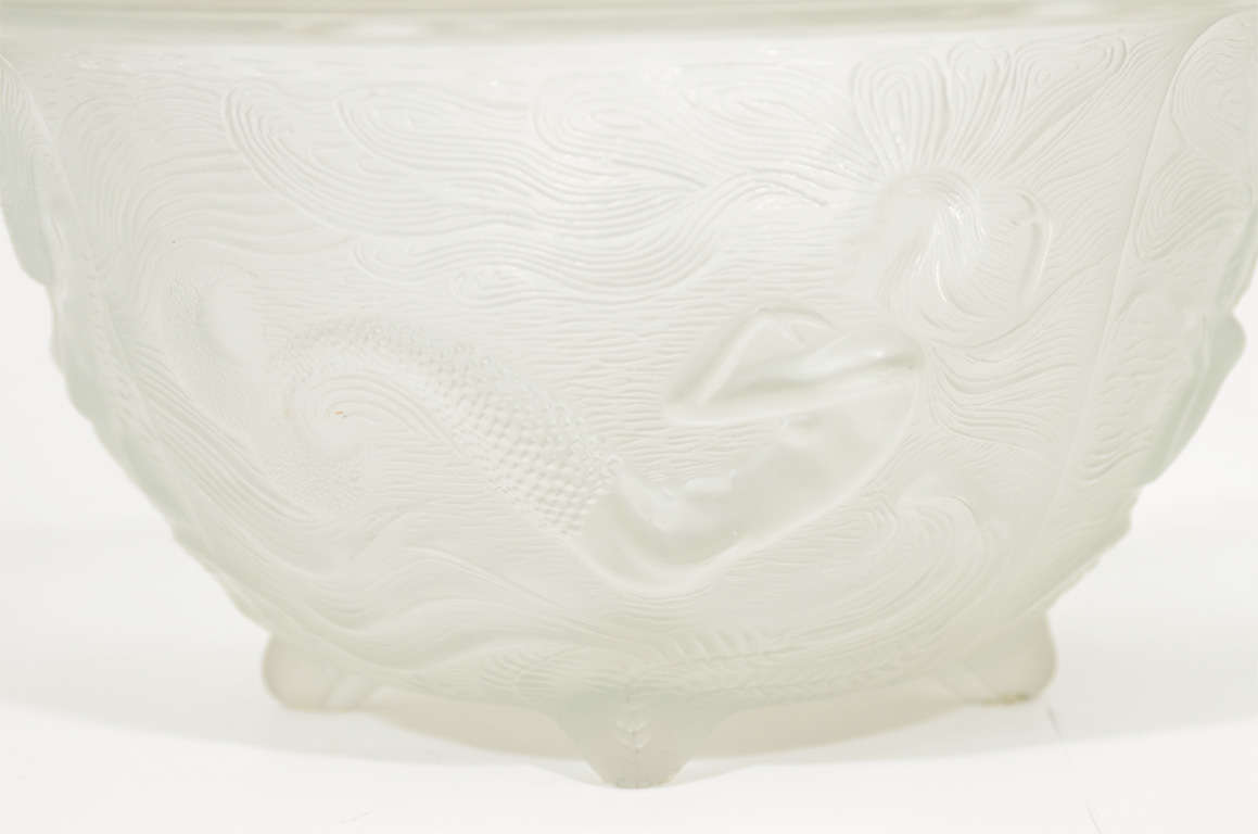 20th Century Frosted relief Glass vase by Sasaki
