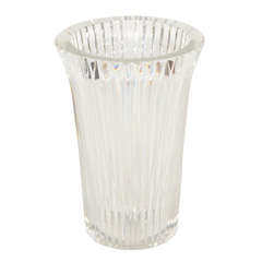 Vintage Modernist Cut Crystal Fluted Vase by Riedel