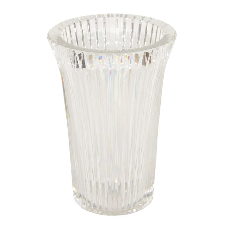 Modernist Cut Crystal Fluted Vase by Riedel at 1stdibs