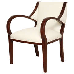 Wood Framed Chair with Curved Arms