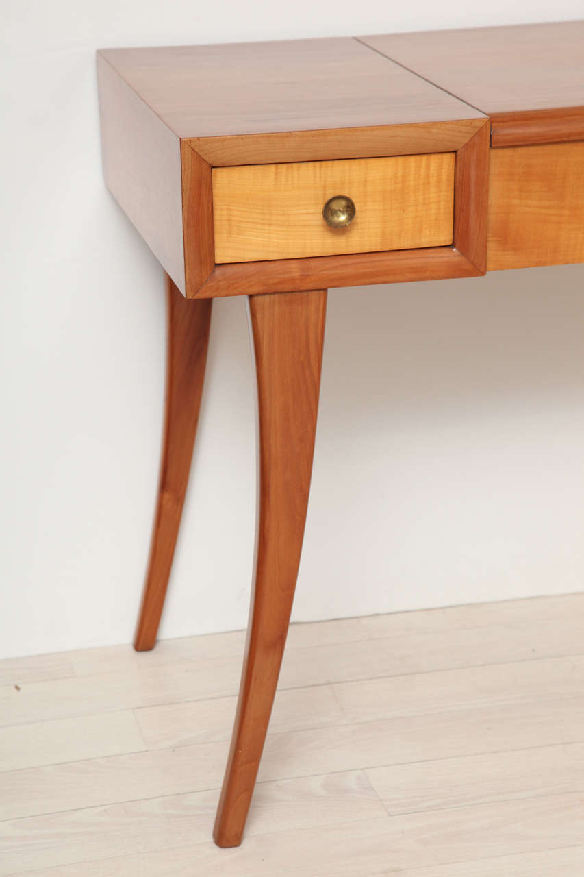 Art Deco Two-Drawer Vanity Table with Hinged Mirror, Italian, 1940 2