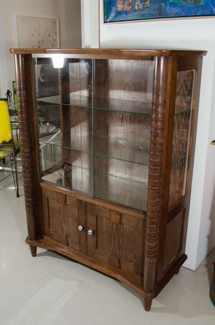 French Art Deco Cerused Wood Cabinet