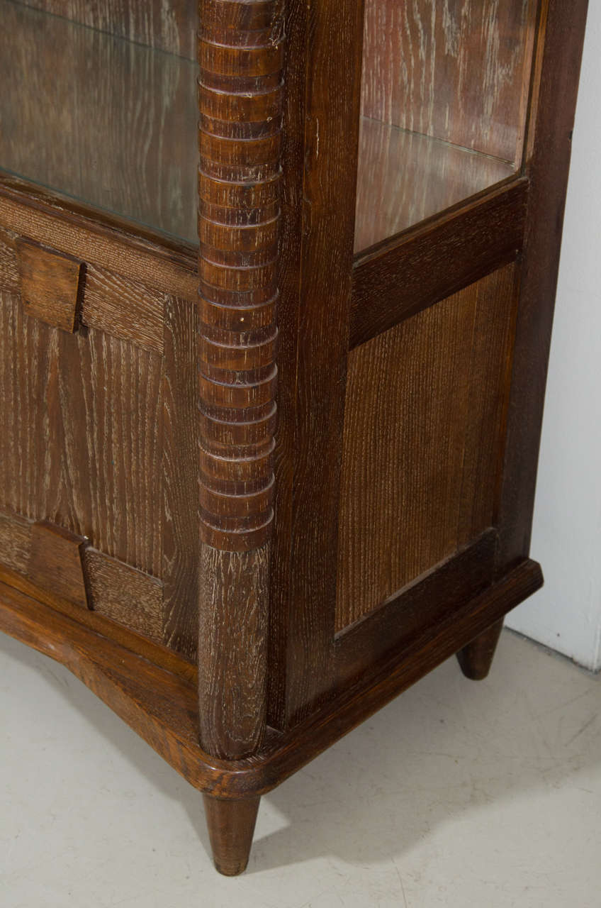 Early 20th Century French Art Deco Cerused Wood Cabinet For Sale