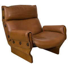 Single Brown Leather "Canada" Chair by Osvaldo Borsani
