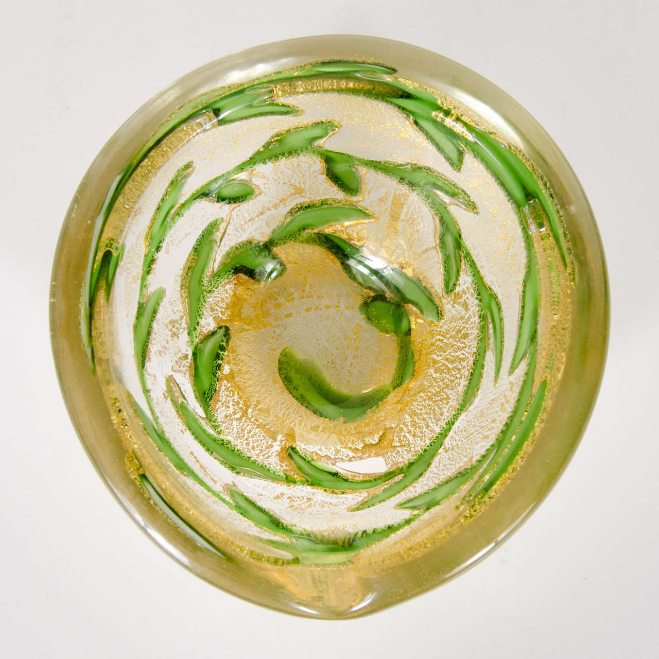 Mid-20th Century Mid-Century Modernist Handblown Murano Glass Ashtray with 24K Gold Flecks