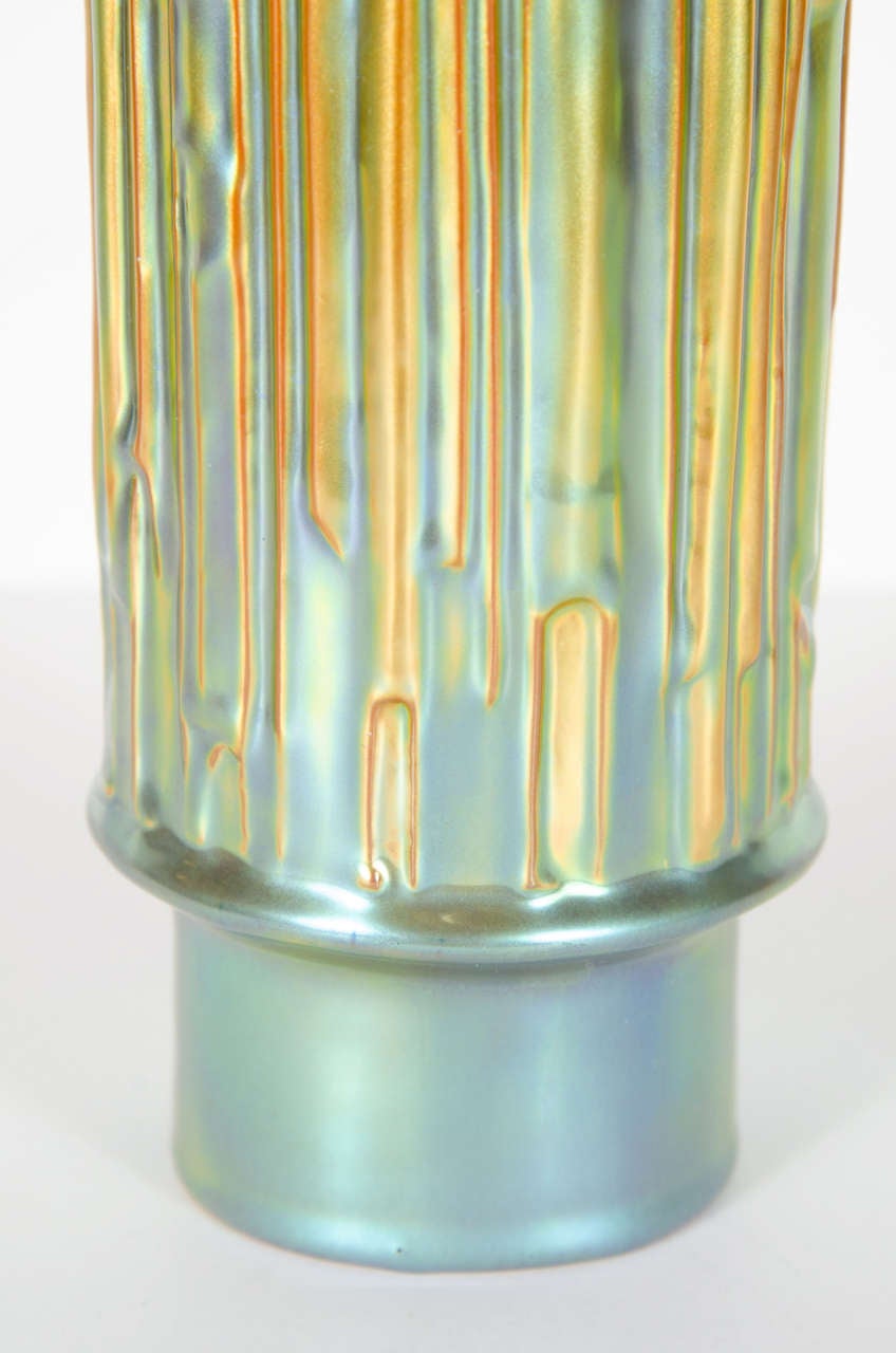 Hungarian Art Deco Iridescent  Porcelain Vase by Zsolnay