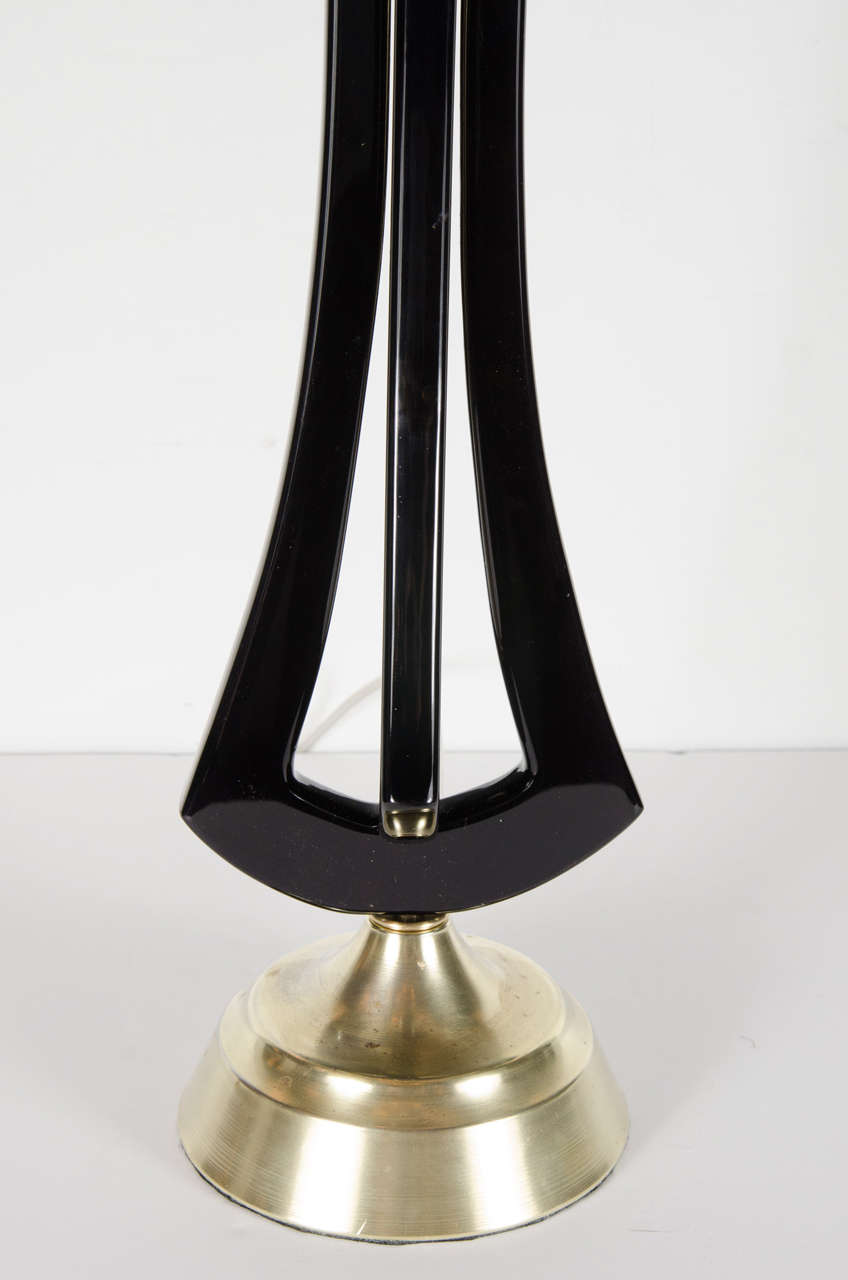 American Pair of Mid-Century Modernist Table Lamps with Interlocking Geometric Form