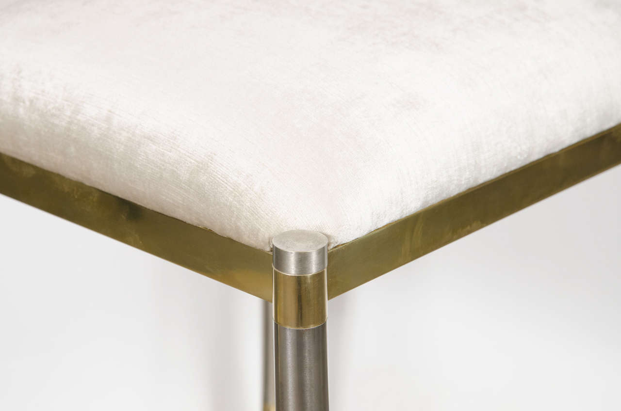 Fine XX secolo Sgabello a forma di X in ottone e cromo della modernità di metà secolo alla maniera di Karl Springer in vendita