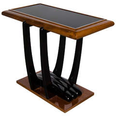 Art Deco Machine Age Occasional Table in Walnut and Black Lacquer