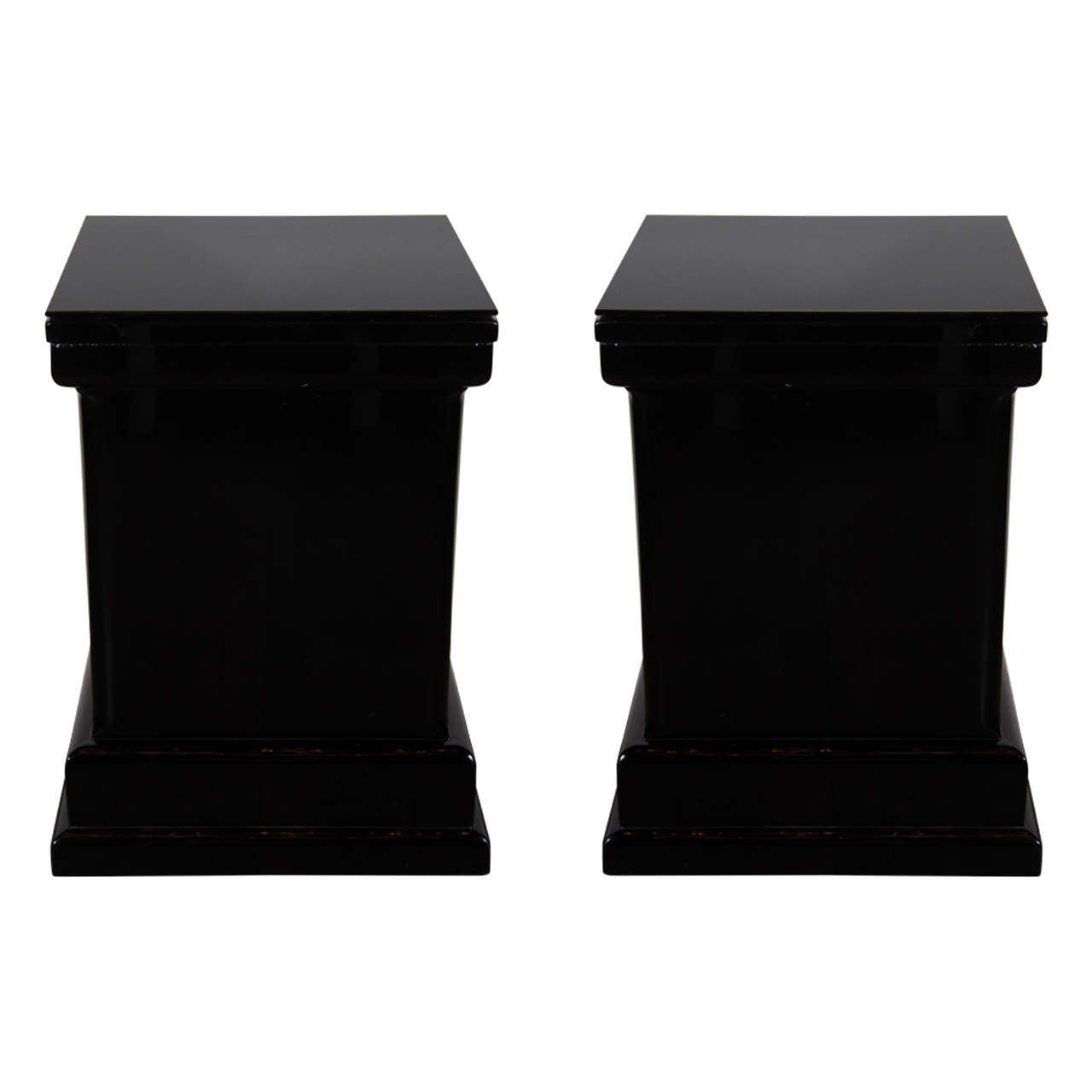 Machine Age Pair of Art Deco Style Skyscaper Pedestal End Tables