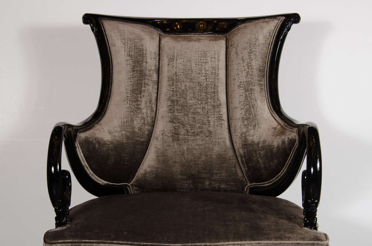 American Pair of Elegant Scroll-Form Neoclassical Chairs by Grosfeld House