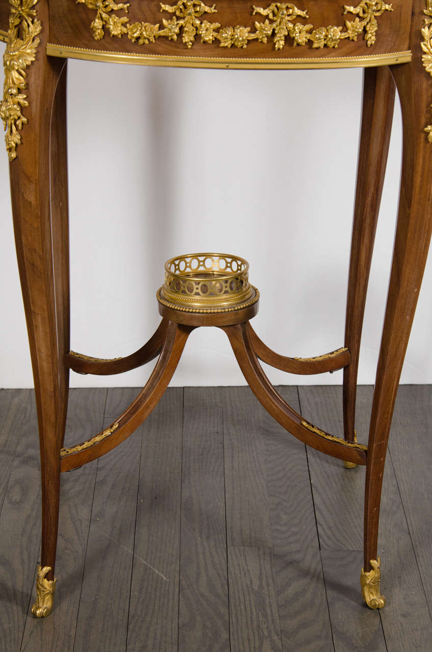 French Elegant Ormolu-Mounted Louis XV Style Side Table with Exotic Marble Top