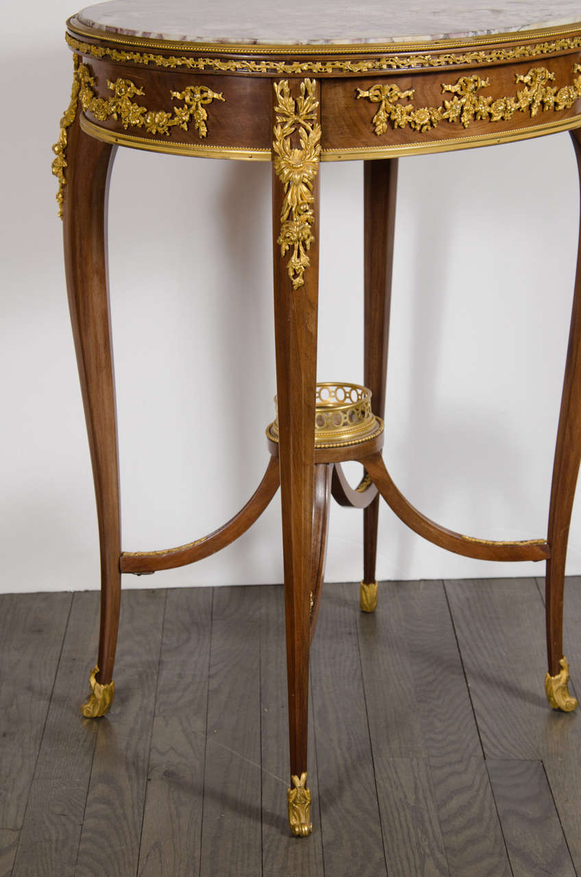 19th Century Elegant Ormolu-Mounted Louis XV Style Side Table with Exotic Marble Top