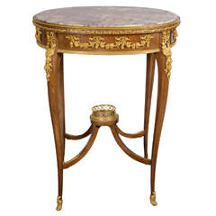 Elegant Ormolu-Mounted Louis XV Style Side Table with Exotic Marble Top