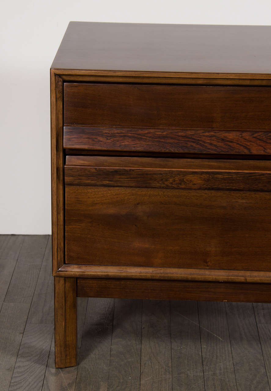 American Pair of Mid-Century Modernist Night Stands or End Tables in Hand Rubbed Walnut