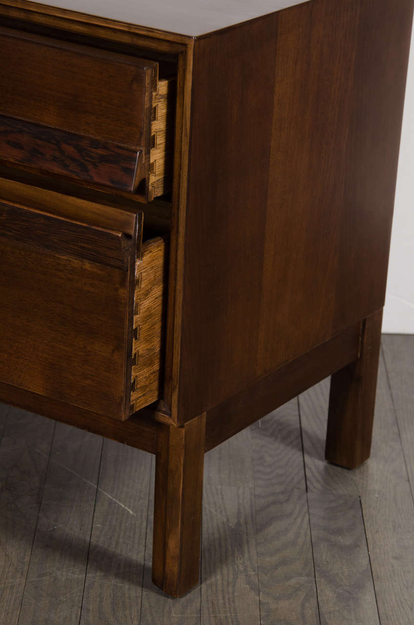 Pair of Mid-Century Modernist Night Stands or End Tables in Hand Rubbed Walnut 1