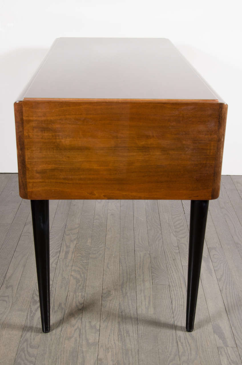 Mid-Century Modernist Desk or Vanity by Paul Frankl in Book-Matched Walnut 3