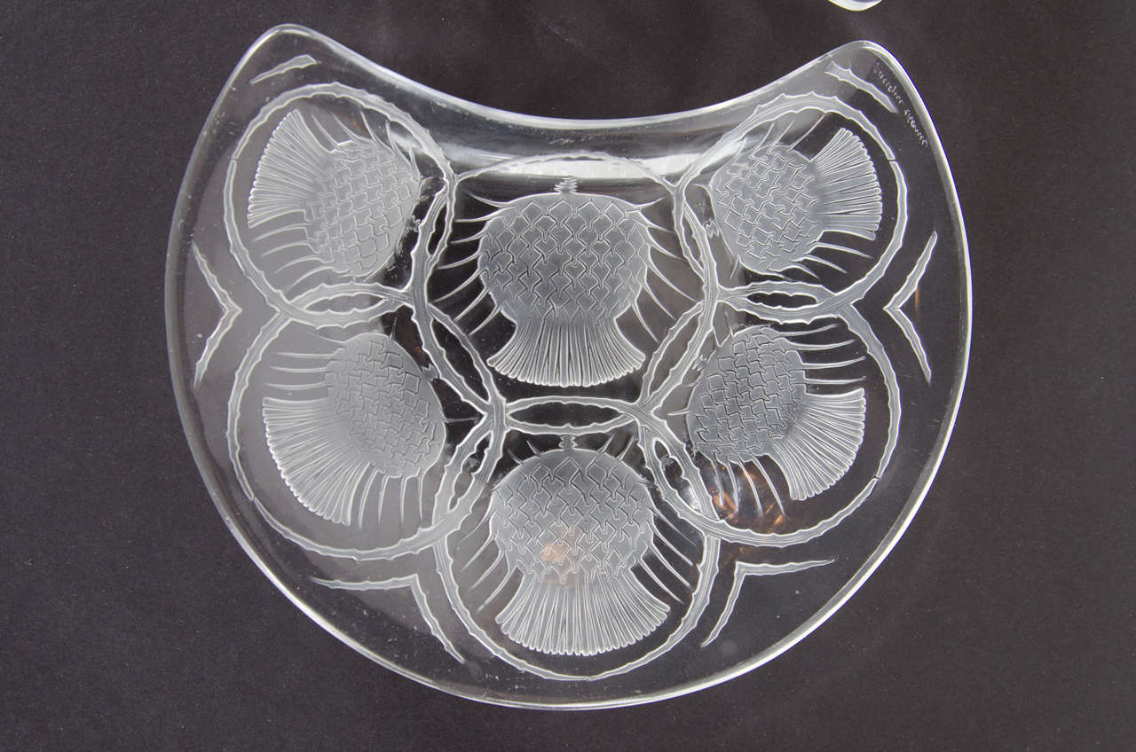 Gorgeous Lalique Hors d'Oeuvres Plates with Art Deco Detailing 1