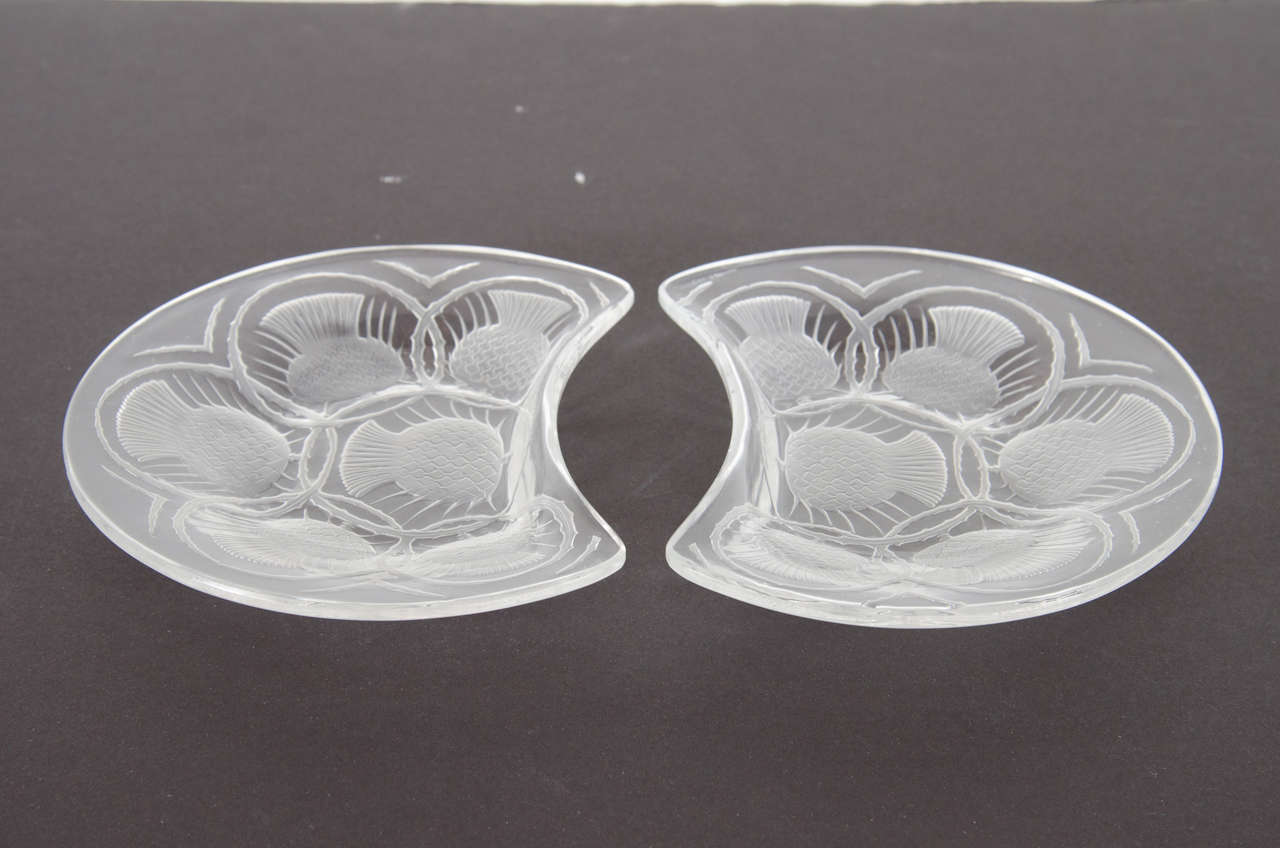 Gorgeous Lalique Hors d'Oeuvres Plates with Art Deco Detailing 3