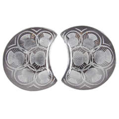 Gorgeous Lalique Hors d'Oeuvres Plates with Art Deco Detailing