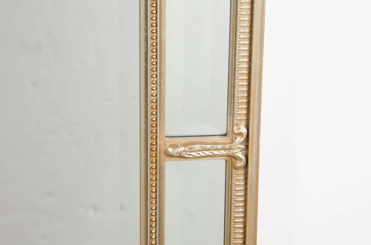 Mid-20th Century 1940s Hollywood Regency Pediment Mirror in Hand-Gilded Moon-Glow