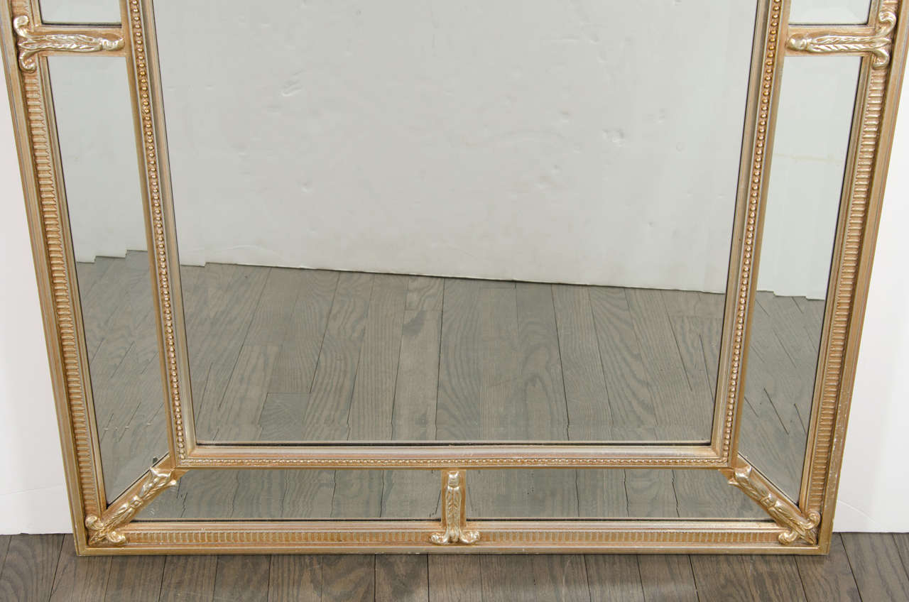 1940s Hollywood Regency Pediment Mirror in Hand-Gilded Moon-Glow 1