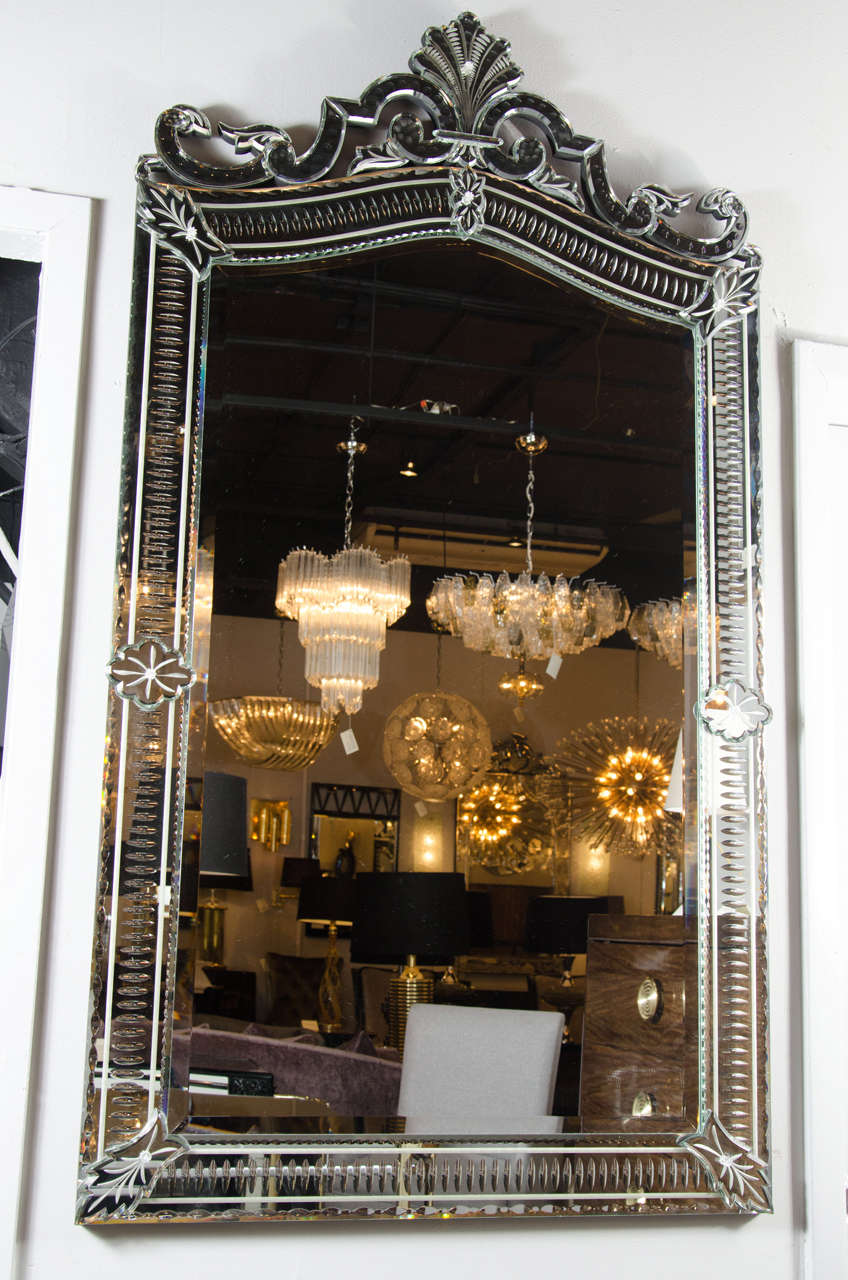Spectacular and Exceptional Venetian Style Beveled Mirror