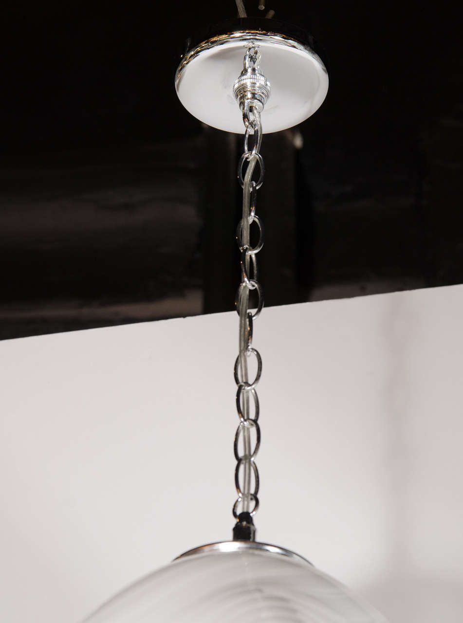 Mid-Century Modernist Murano Glass Handkerchief Chandelier with Chrome Fittings In Excellent Condition In New York, NY