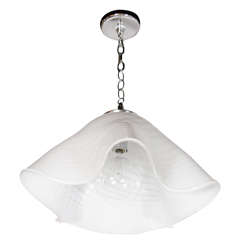 Mid-Century Modernist Murano Glass Handkerchief Chandelier with Chrome Fittings 1