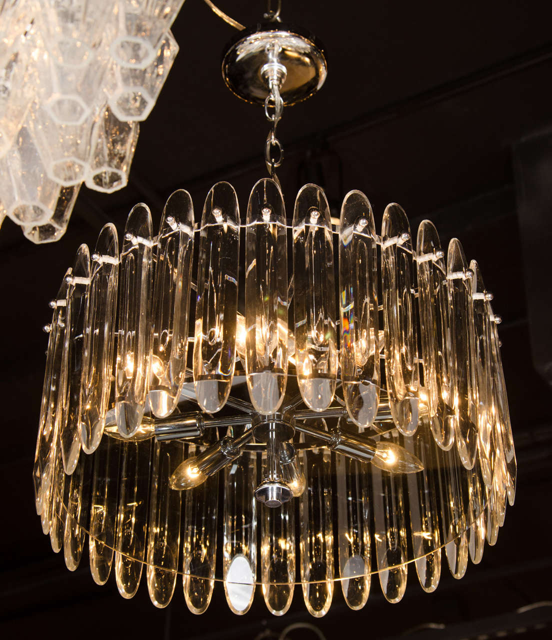 Mid-Century Modernist Floating Glass Chandelier by Sciolari