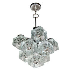 Mid-Century Modern Ice Cube Glass Chandelier by Sciolari