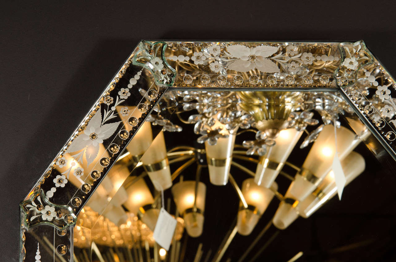 Mid-20th Century Sophisticated Mid-Century Modernist Octagonal Venetian Glass Mirror