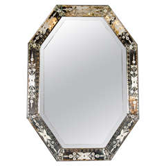 Sophisticated Mid-Century Modernist Octagonal Venetian Glass Mirror