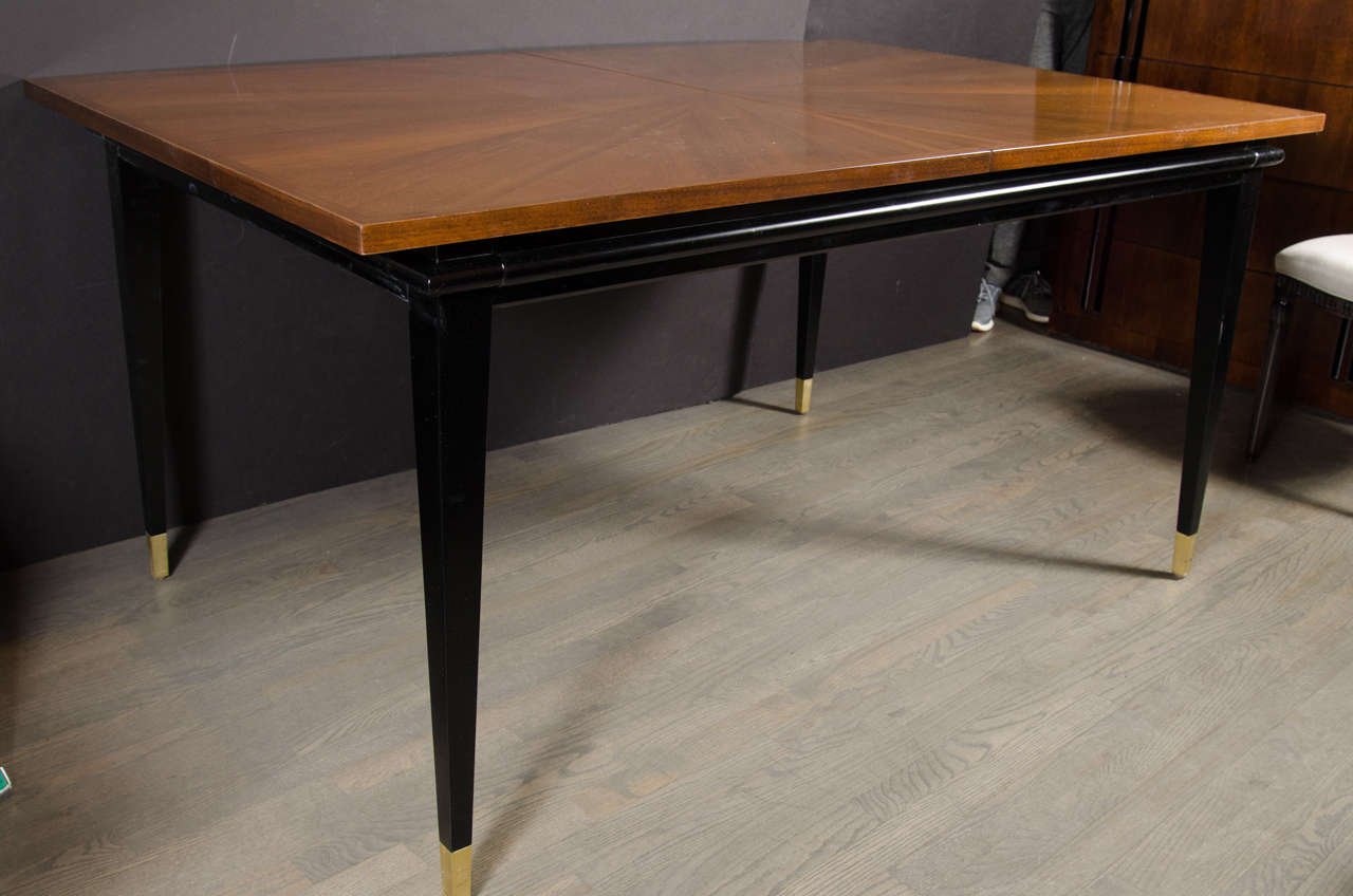 Mid-Century Modernist Book-Matched American Walnut Extension Dining Table