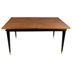 Vintage Mid-Century Modernist Book-Matched American Walnut Extension Dining Table