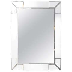 Mid-Century Modernist Skyscraper Style Mirror with Inset Bevelled Panels