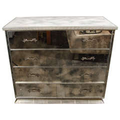 Gorgeous 1940s Hollywood Regency-Style Smoked Mirror Chest